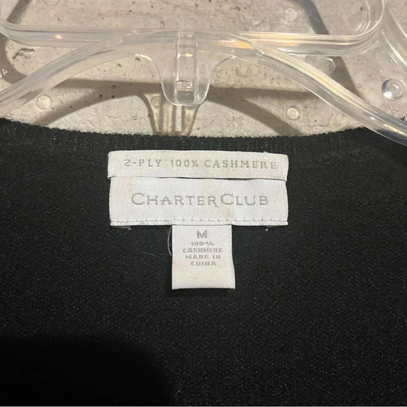 Charter Club Cashmere Sweater Womens Medium Black Long Sleeve Pullover V-Neck - Picture 3 of 7